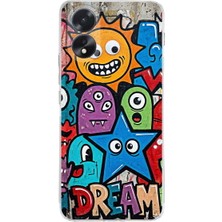 PrintiFy Oppo A38 ile Uyumlu Grafiti Dream Street Tasarımlı Şeffaf Silikon Kılıf