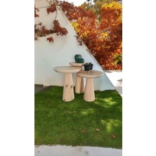 El Yapımı Ahşap Sehpa 3’lü Set Naturel Renk Zigon & Fiskos