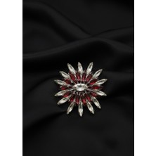 Barış Dizayn Bros Kırmızı Parlak Safir Yıldız Broş