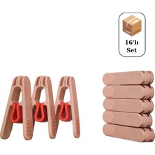 Makker Home 16'lı Premium Plastik Yaysız Mandal, Kırılmaz Mandal, Çamaşır Mandalı, Yaysız Mandal, Poşet Klipsi