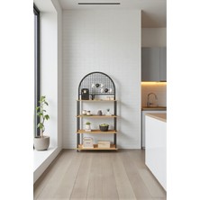 Mobitopya Çevir Kur Atlantik Çam 4 Raflı Kahve Köşesi Dolabı, Mutfak Standı, Mutfak Düzenleyici 71*170*35