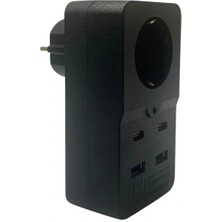 Isıya Dayanıklı Termal Akım Korumalı 1 Priz Girişli 2 USB Girişli 2 Type-C Girişli Pirz (4887)