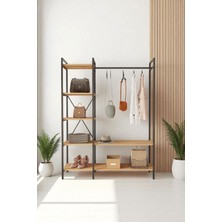 Mobitopya Nilamu Elbise Dolabı / Metal Aksamlı / Atlantik Çam / Açık Dolap / Organizer / Askılık