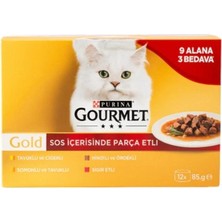 Gourmet Gold Parça Etli Mix Seri Kedi Konservesi 85 gr 12 Al 9 Öde
