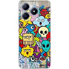 PrintiFy Realme C63 ile Uyumlu Grafiti Doodle Tasarımlı Şeffaf Silikon Kılıf