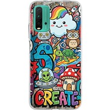 PrintiFy Poco M3 ile Uyumlu Grafiti Create Art Tasarımlı Şeffaf Silikon Kılıf