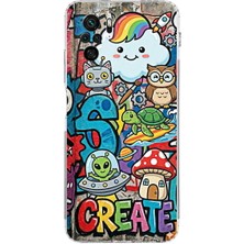 PrintiFy Redmi Note 10S ile Uyumlu Grafiti Create Art Tasarımlı Şeffaf Silikon Kılıf