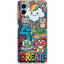 PrintiFy Vivo Y15S ile Uyumlu Grafiti Create Art Tasarımlı Şeffaf Silikon Kılıf