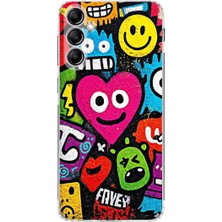 PrintiFy Samsung Galaxy A14 ile Uyumlu Grafiti Aşk Tasarımlı Şeffaf Silikon Kılıf