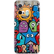 PrintiFy Redmi 12C ile Uyumlu Grafiti Dream Street Tasarımlı Şeffaf Silikon Kılıf