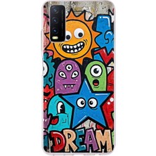 PrintiFy Vivo Y11S ile Uyumlu Grafiti Dream Street Tasarımlı Şeffaf Silikon Kılıf