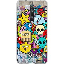 PrintiFy Redmi K20 ile Uyumlu Grafiti Doodle Tasarımlı Şeffaf Silikon Kılıf