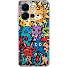 PrintiFy Vivo Y35 ile Uyumlu Grafiti Star Team Tasarımlı Şeffaf Silikon Kılıf