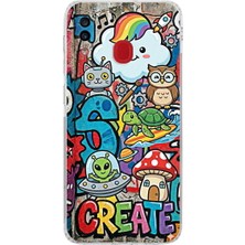 PrintiFy Samsung Galaxy A20 ile Uyumlu Grafiti Create Art Tasarımlı Şeffaf Silikon Kılıf