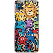 PrintiFy Samsung Galaxy M12 ile Uyumlu Grafiti Star Team Tasarımlı Şeffaf Silikon Kılıf