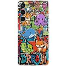 PrintiFy Samsung Galaxy S23 Fe ile Uyumlu Grafiti Mini Tasarımlı Şeffaf Silikon Kılıf