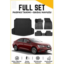 Ko Kaliteoto Renault Megane 4 Sedan 2025 Model Çift Kulaklı Birebir Uyumlu Bagaj Havuzu+Paspas Setii