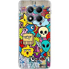 PrintiFy Redmi Note 14 Pro Plus ile Uyumlu Grafiti Doodle Tasarımlı Şeffaf Silikon Kılıf