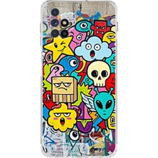 PrintiFy Samsung Galaxy M51 ile Uyumlu Grafiti Doodle Tasarımlı Şeffaf Silikon Kılıf