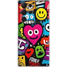 PrintiFy Samsung Galaxy S22 Ultra ile Uyumlu Grafiti Aşk Tasarımlı Şeffaf Silikon Kılıf