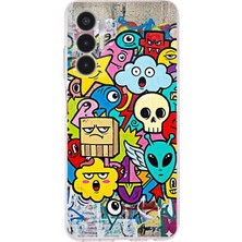 PrintiFy Tecno Pova 3 ile Uyumlu Grafiti Doodle Tasarımlı Şeffaf Silikon Kılıf