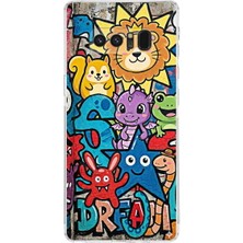 PrintiFy Samsung Galaxy Note 8 ile Uyumlu Grafiti Star Team Tasarımlı Şeffaf Silikon Kılıf