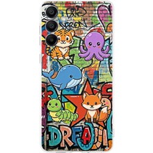 PrintiFy Samsung Galaxy A16 ile Uyumlu Grafiti Mini Tasarımlı Şeffaf Silikon Kılıf