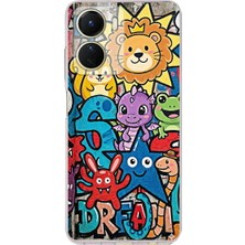 PrintiFy Vivo Y16 ile Uyumlu Grafiti Star Team Tasarımlı Şeffaf Silikon Kılıf