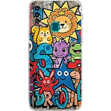 PrintiFy Samsung Galaxy A20S ile Uyumlu Grafiti Star Team Tasarımlı Şeffaf Silikon Kılıf