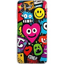 PrintiFy Samsung Galaxy A22 ile Uyumlu Grafiti Aşk Tasarımlı Şeffaf Silikon Kılıf