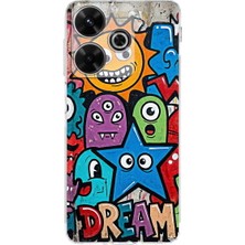 PrintiFy Redmi 13 4g ile Uyumlu Grafiti Dream Street Tasarımlı Şeffaf Silikon Kılıf
