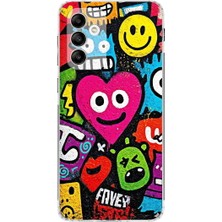 PrintiFy Samsung Galaxy M23 ile Uyumlu Grafiti Aşk Tasarımlı Şeffaf Silikon Kılıf