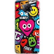 PrintiFy Poco F2 Pro ile Uyumlu Grafiti Aşk Tasarımlı Şeffaf Silikon Kılıf