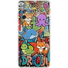 PrintiFy Samsung Galaxy S20 Fe ile Uyumlu Grafiti Mini Tasarımlı Şeffaf Silikon Kılıf