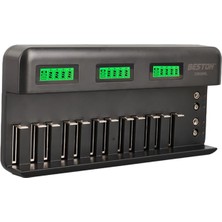 AyrStore Beston C9036WL AA/AAA/9V/C BOY/DBOY/NI-MH/NI-CD/9V/LITYUM LCD Ekranlı Hızlı Şarj Cihazı