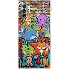 PrintiFy Samsung Galaxy Note 10 Pro ile Uyumlu Grafiti Mini Tasarımlı Şeffaf Silikon Kılıf