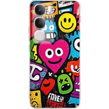 PrintiFy Vivo Y29 5g ile Uyumlu Grafiti Aşk Tasarımlı Şeffaf Silikon Kılıf