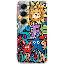 PrintiFy Tecno Camon 40 ile Uyumlu Grafiti Star Team Tasarımlı Şeffaf Silikon Kılıf