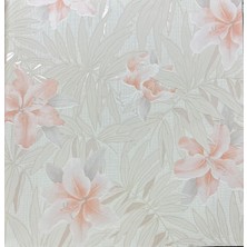 Rasch Krem Yapraklı Toz Pembe Çiçekli Tropikal Duvar Kağıdı 6695