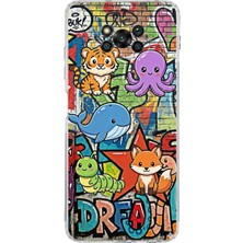 PrintiFy Poco X3 Nfc ile Uyumlu Grafiti Mini Tasarımlı Şeffaf Silikon Kılıf