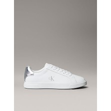 Calvin Klein Kadın Brooke Leather Gümüş Detaylı Sneaker