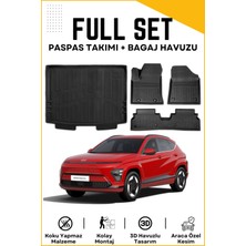Ko Kaliteoto Hyundai Kona Elektrikli 2024-2025 Model Üst Birebir Uyumlu Bagaj Havuzu+Paspas Setii
