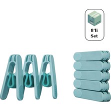 Makker Home 8'li Premium Plastik Yaysız Mandal, Kırılmaz Mandal, Çamaşır Mandalı, Yaysız Mandal, Poşet Klipsi
