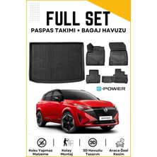 Ko Kaliteoto Nissan Qashqai E-Power 2023 Model Üst Birebir Uyumlu Bagaj Havuzu+Paspas Setii