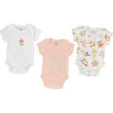 Tiffany Baby Kız Bebek Flower Garden 3'lü Yarım Kol Badi Set Ekru 15008