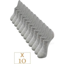 Bgk Unisex 10 Çift Pamuklu Görünmez Sneakers Çorap Gri