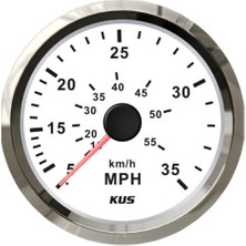 KUS Sürat Göstergesi 35 MPH Beyaz 12/24V 85mm