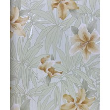 Rasch Yeşil Yapraklar Turuncu Sarı Çiçekli Tropikal Duvar Kağıd?