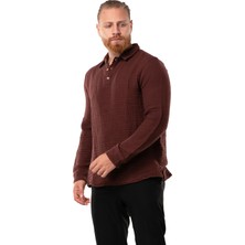 Eliş Şile Bezi Uzun Kol Double Müslin Erkek Sonbahar ve Kışlık Sweatshirt Bordo Brd
