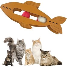 Sad Şad®  Kediler Için Ahşap 2 Toplu Eğimli  Sevimli Balık Şeklinde Eğitim Amaçlı Oyuncak